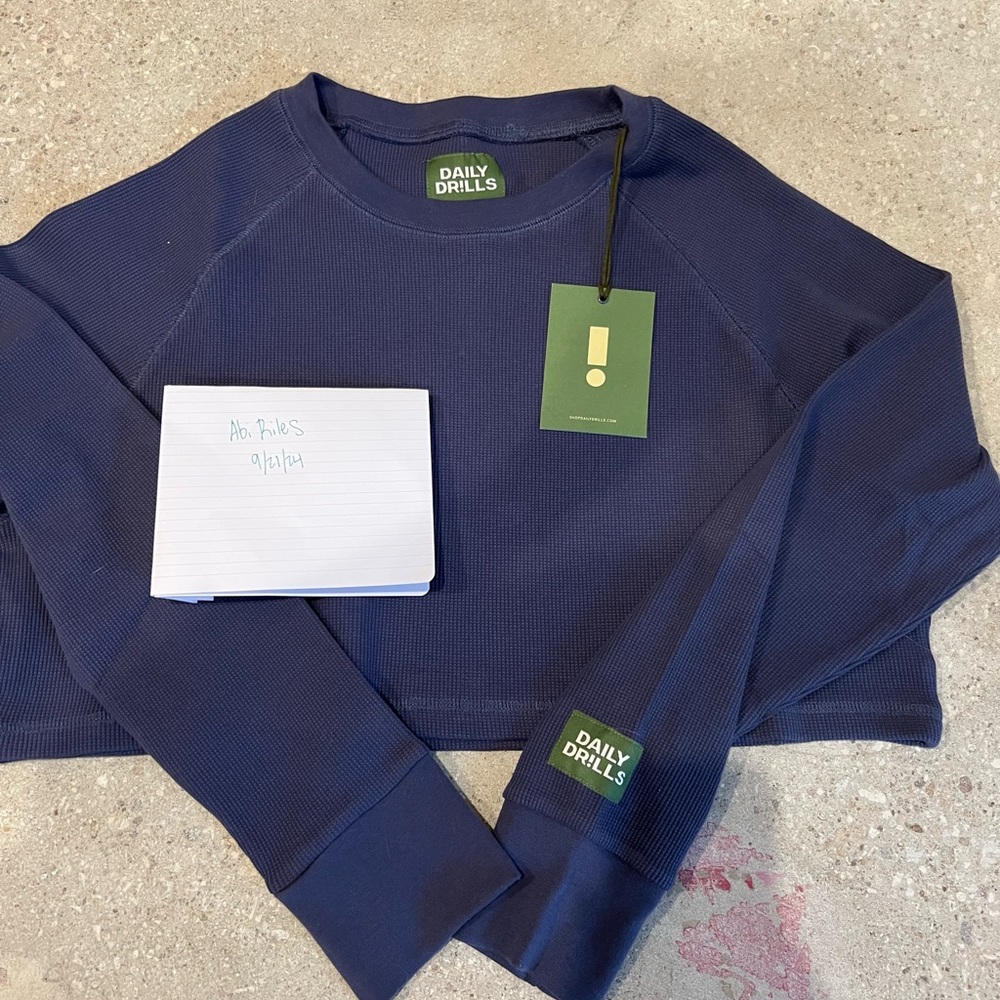 Daily Drills!!! - Cropped navy thermal top- XS/S
